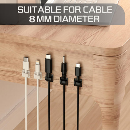 KGROTE 100PCS Cable Clips, Adhesive Wire Clips Strong Cord Clips Wire Holders, Cable Management Clips for Desk, Wall, Car, TV, Ethernet Cable (Clear, Small)