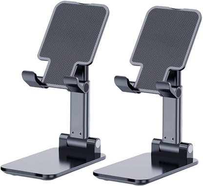 Phone Stand for Desk, 2 Pack MT-6 Desk Cellphone Holder for Office Universal Smart Foldable & Height Adjustable Compatible Under 8” Device, Black