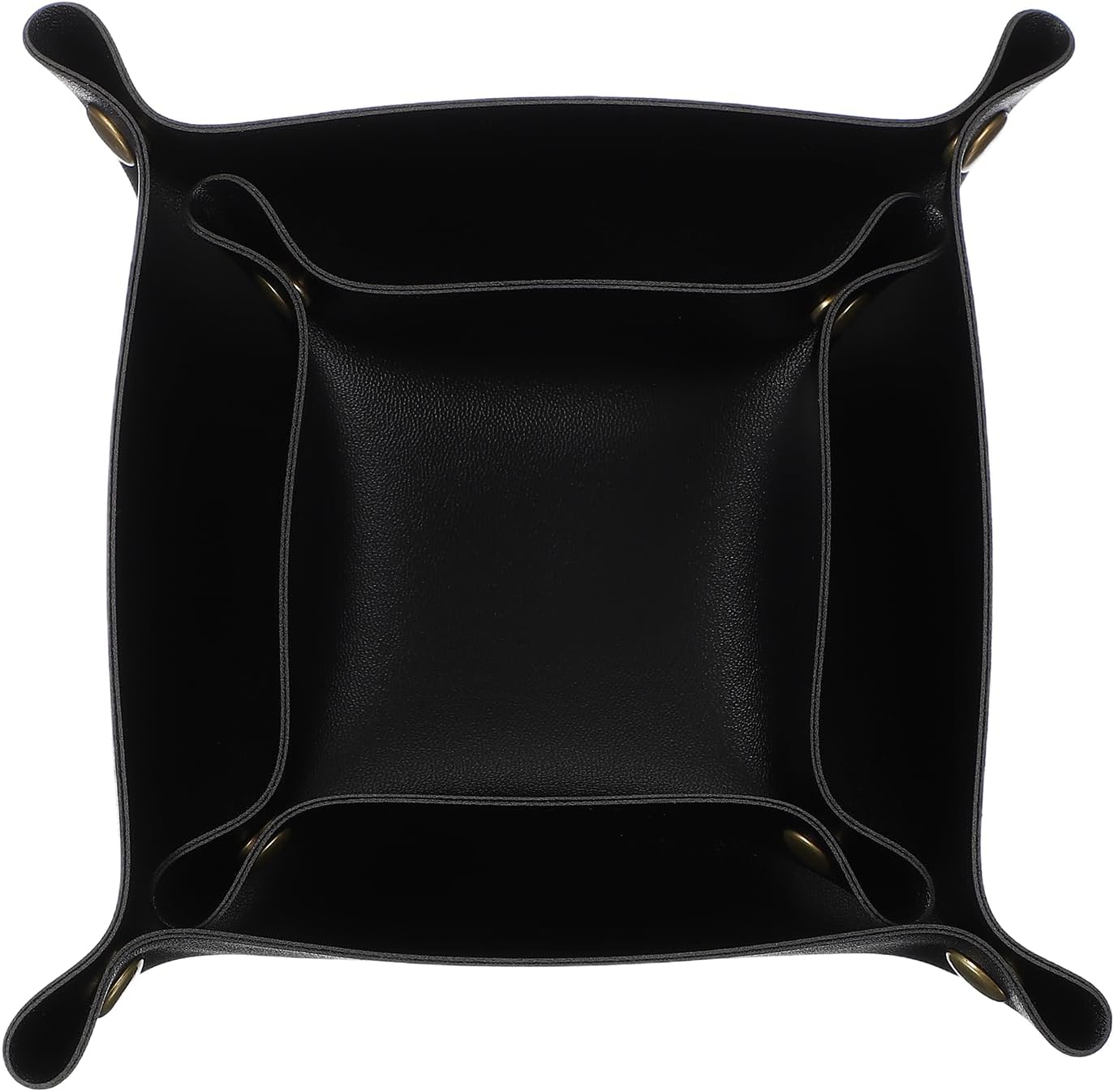 uxcell 2 Pcs Valet Tray for Women and Men, PU Leather Jewelry Tray Entryway Table Bedside Nightstand Catchall Storage Organizer for Jewelry Key Coin Watch Wallet(Square, Black)