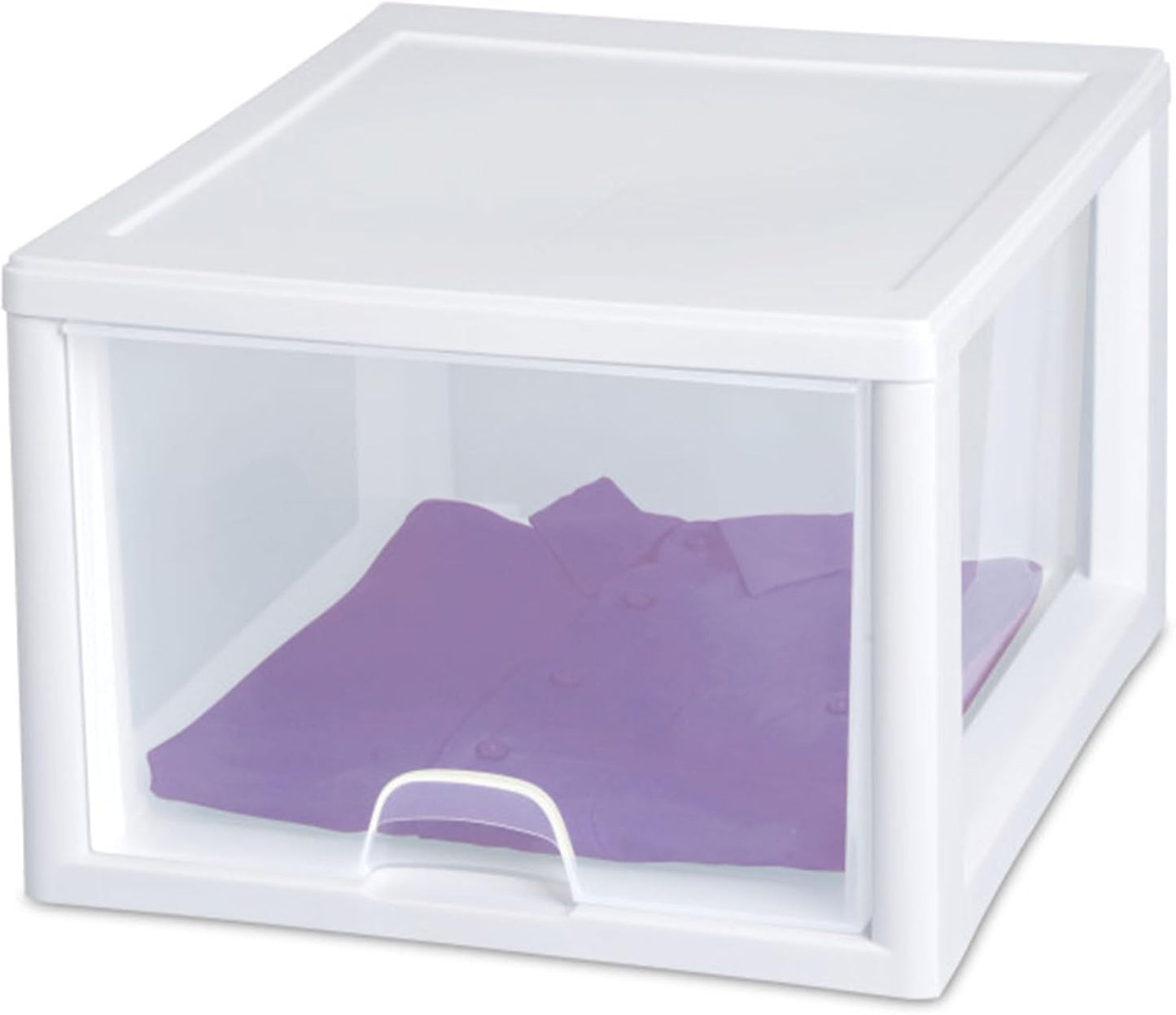 Sterilite 6-Pack 6 Quart Stacking Drawer, Clear Storage Closet Organizer, White Frame - Stackable Modular Plastic Drawers for Clothes, Accessories, Craft Supplies, Shoes or Linens