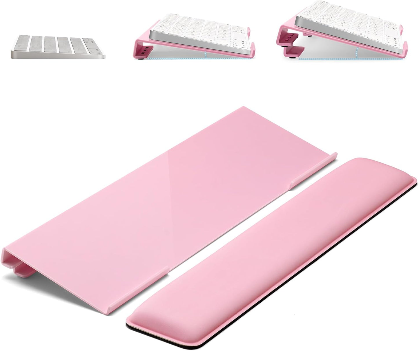 Laborio Computer Keyboard Stand for Desktop, 2-Level Height Adjustment Keyboard Wrist Rest, Non-Slip Key Board Riser Pad for Office, Gaming, and Home Desks