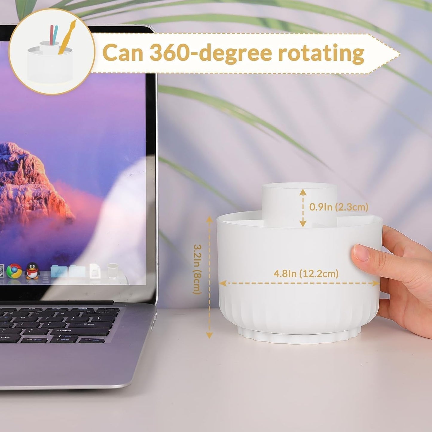 SKYDUE 360 Degree Rotating Pencil Pen Holder for Desk, Dual-Purpose Desk Organizer, Rotating Pencil Cup with 5 Slots, Office Supplies, Desk Decor for Office, School, Home