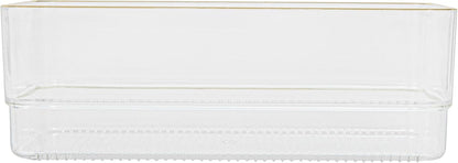 Martha Stewart Kerry Plastic Stackable Office Desk Drawer Organizers, 6" x 3", 6 Pack, with Gold Trim