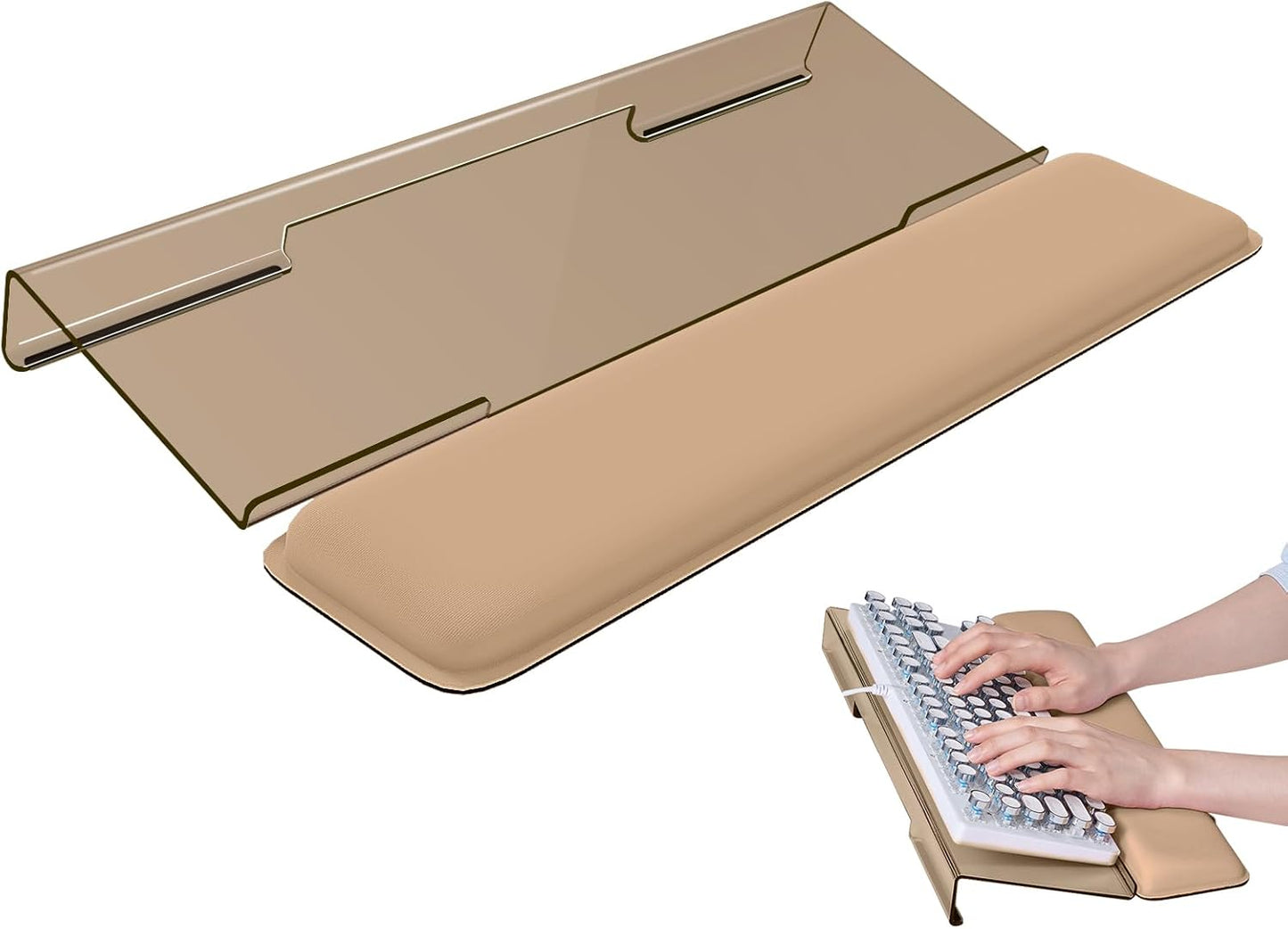 Laborio Computer Keyboard Wrist Rest Stand for Desktop, Keyboard Holder for Easy Typing with Wrist Pad for Office Desk, Home, School (Pink)