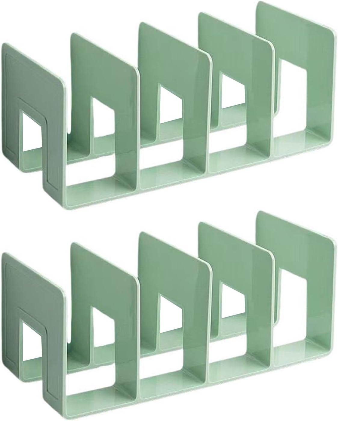 2PCS Acrylic File Organizer for Desk, Desktop Document/Mail Organizer, 4 Compartments Plastics Invisible Bookshelf Floating (12.5" x 5.7" x 5", Black)
