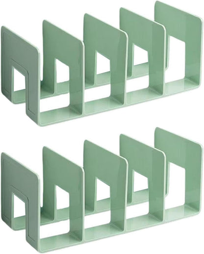2PCS Acrylic File Organizer for Desk, Desktop Document/Mail Organizer, 4 Compartments Plastics Invisible Bookshelf Floating (12.5" x 5.7" x 5", Black)