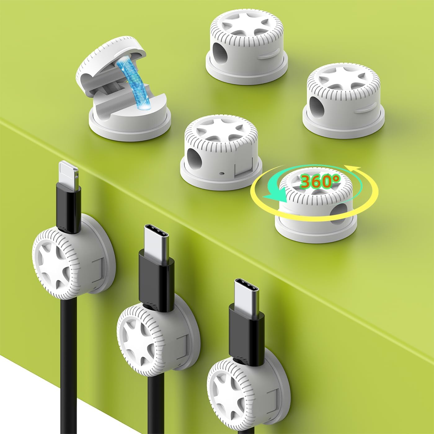 11PCS Cable Management Cord Holder Organizer, Magnetic Cable Clips Adhesive Wire Keeper, Under Desk for Bedside Nightstand Table Desktop USB Wall Car Office Workspace Accessories (Black)