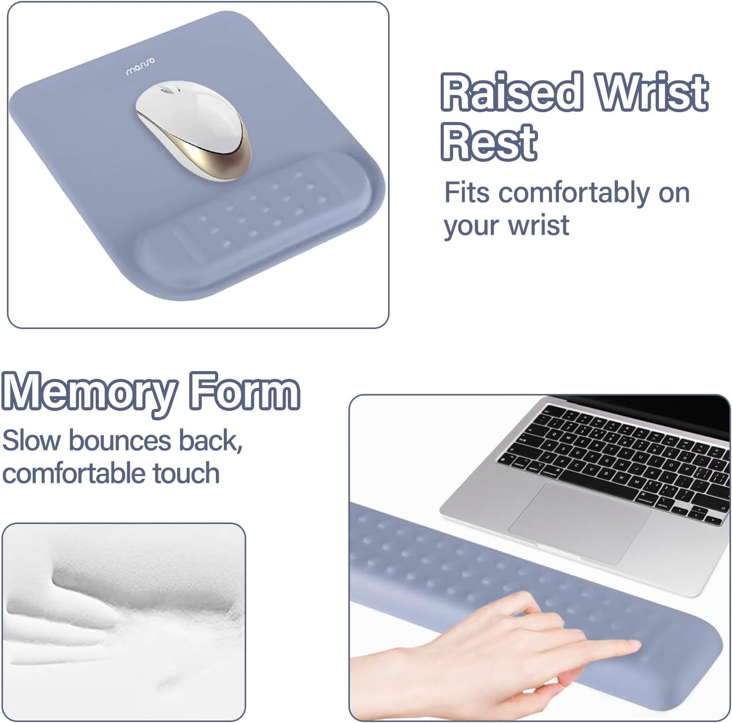 MOSISO Computer Keyboard Stand&Wrist Rest Support for Keyboard &Mouse Pad Set, Ergonomic Massage Wrist Rest Set, Easy Typing Working Acrylic Clear Stand for Office Home, Apricot