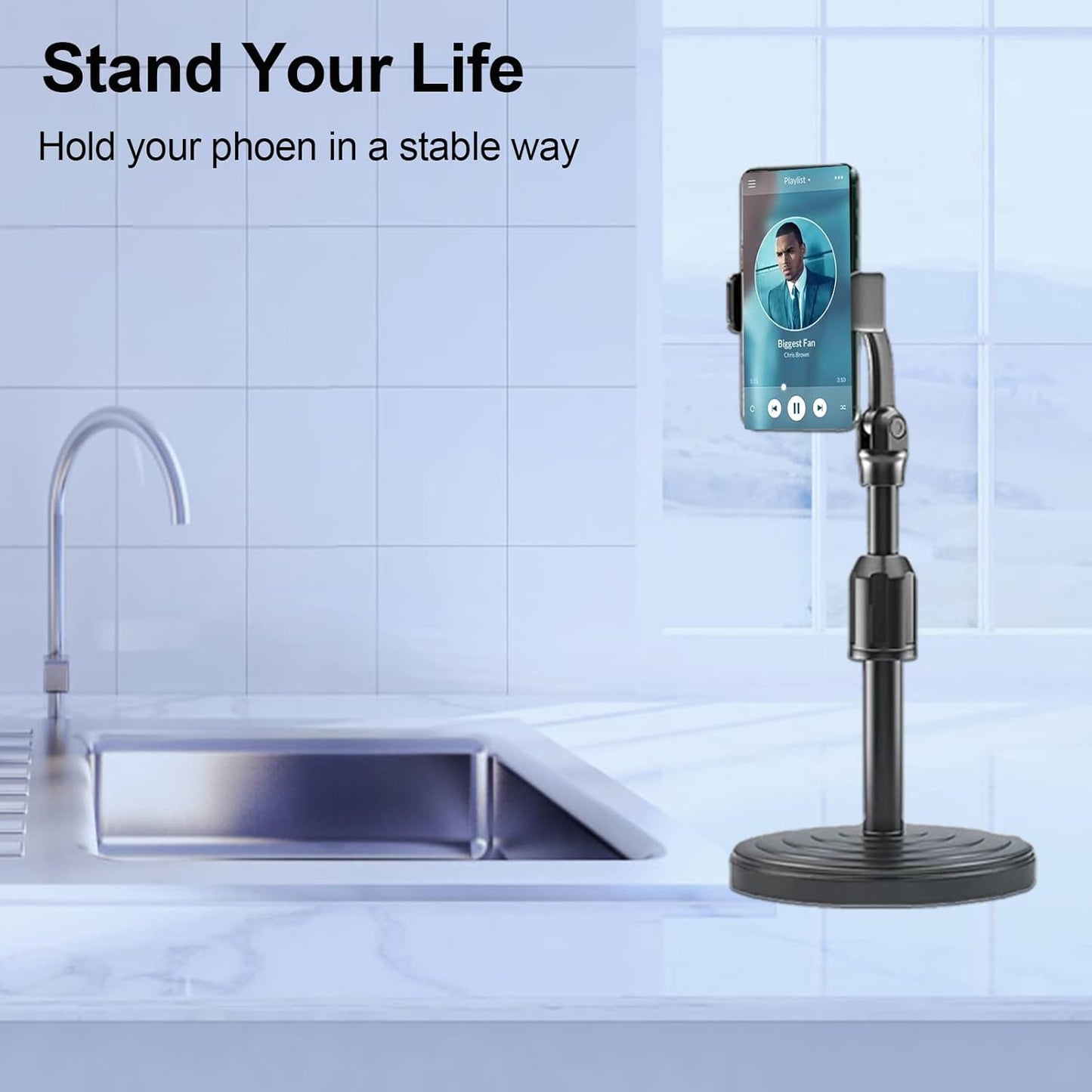 Adjustable Mobile Phone Stand, Tablet Stand, 360 Degree Rotation, Ergonomic Design, Pink