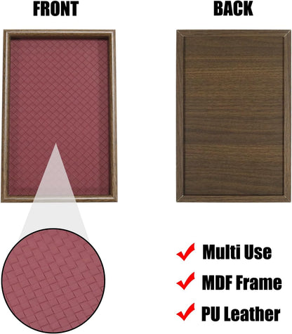 Wooden Valet Tray with Leather Base, EDC Catch All Tray Nightstand Entryway Table Vanity Organizer 11.8x7.9, Black