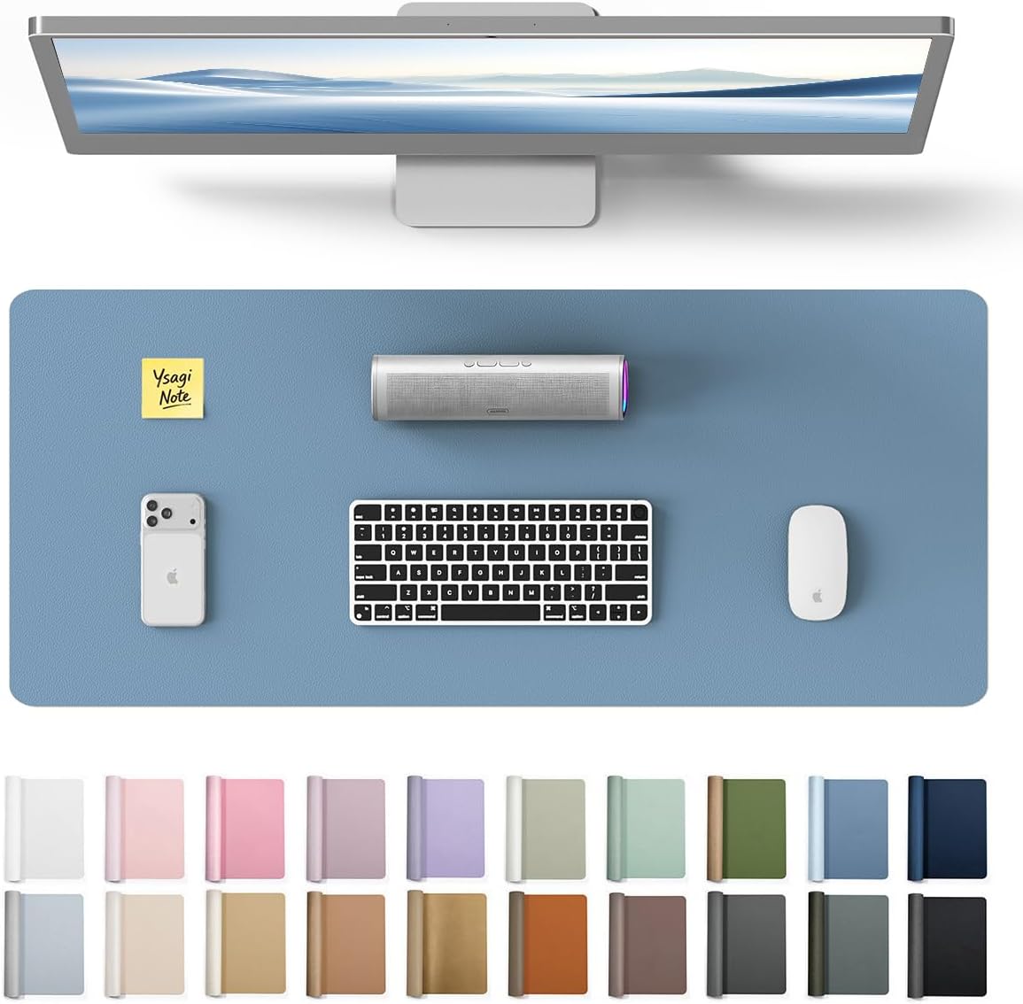 YSAGi Leather Desk Protector, Office Mat, Large Mouse Mat, Non-Slip PU Leather Blotter, Laptop Pad, Waterproof Writing Pad for Office and Home (Light Pink, 23.6" x 13.8") - Colors A