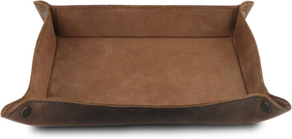 Londo Genuine Leather Tray Organizer - Practical Lightweight Water Resistant Computer Table Desk Storage Box for Wallets, Watches, Keys, Coins, Cell Phones and Office Equipment