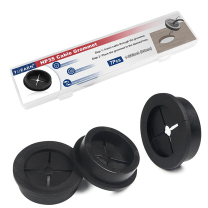 1 Inch Cable Grommet (25mm) – 12 Pcs Flexible Rubber Wire Hole Covers for Server Racks, Network Boxes, Thick Cable Management (Black)