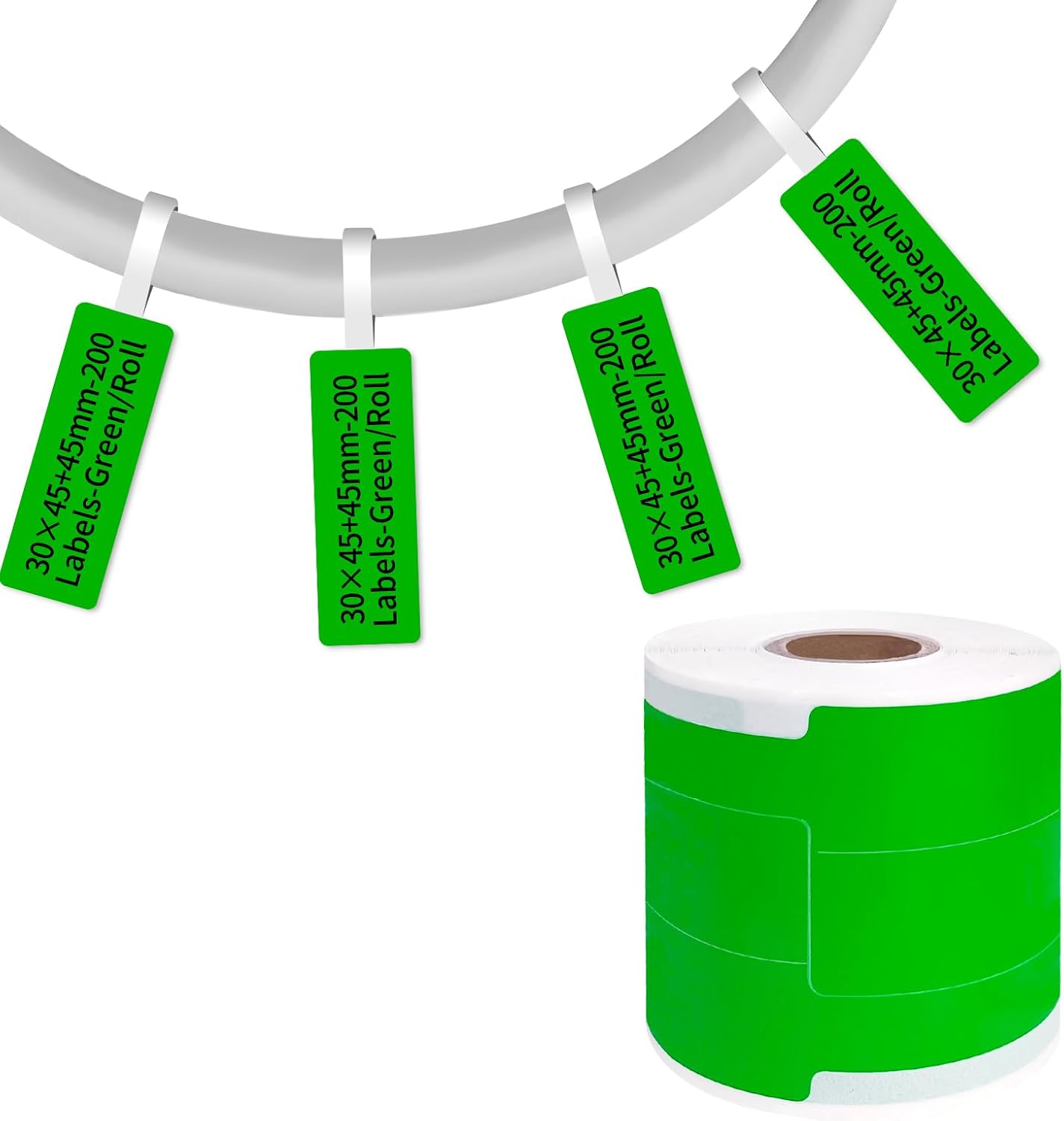 100 Pcs Cable Labels - Waterproof Wire Cord Label, Tear Resistant Wire Labels, Self Adhesive Cord Organizing Label, for Cable Management, Compatible with PUQU AQ20 Label Makers(Green) 25x78mm