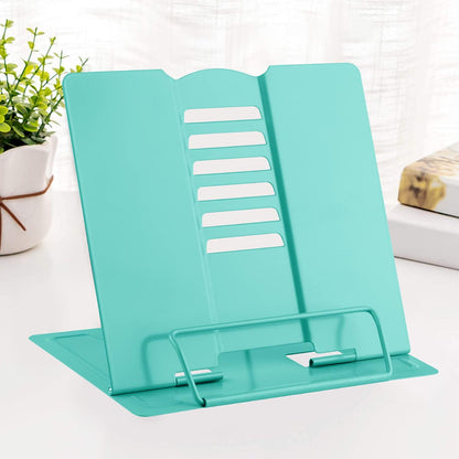 MSDADA Desk Book Stand Metal Reading Rest Book Holder Adjustable Cookbook Documents Holder for Recipes Textbooks Tablet Music Books, Mom Gifts, Gifts for Grandma Mom Mothers Day(Light Purple)