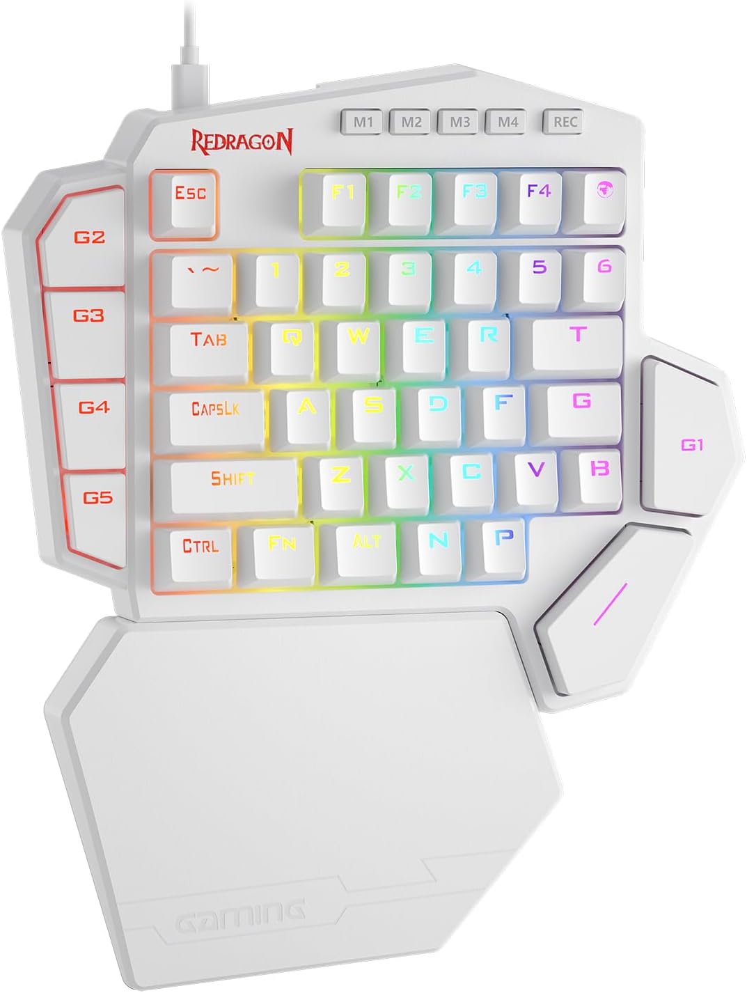 Redragon K585 DITI Wired One-Handed RGB Mechanical Gaming Keyboard, 42 Keys Type-C Professional Gaming Keypad w/Upgraded Hot-Swappable Socket, 7 Onboard Macro Keys & Detachable Wrist Rest
