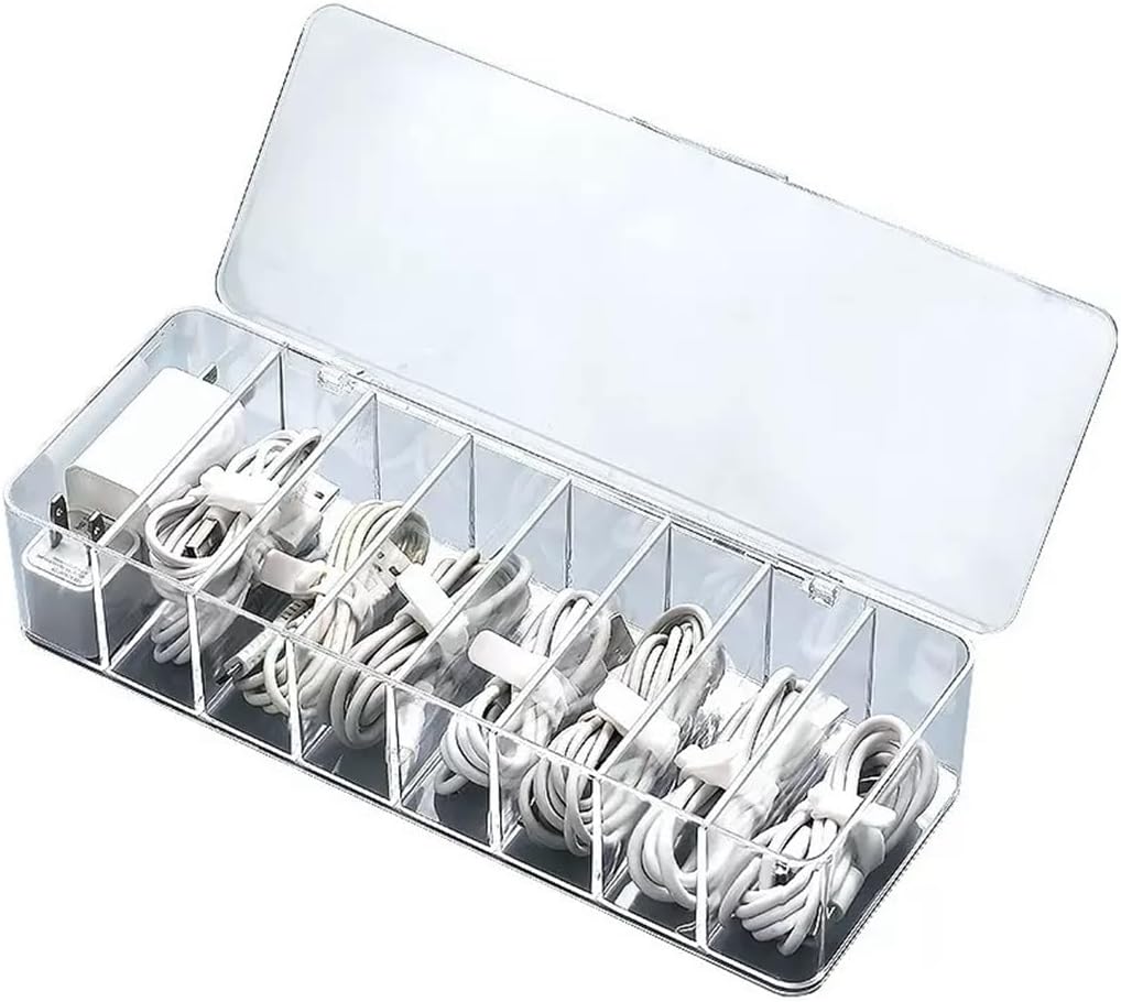 2Pcs cord organizer box, 10.2 x 3.5 x 2.2in, Desktop Cord Organizer with Compartments (2)