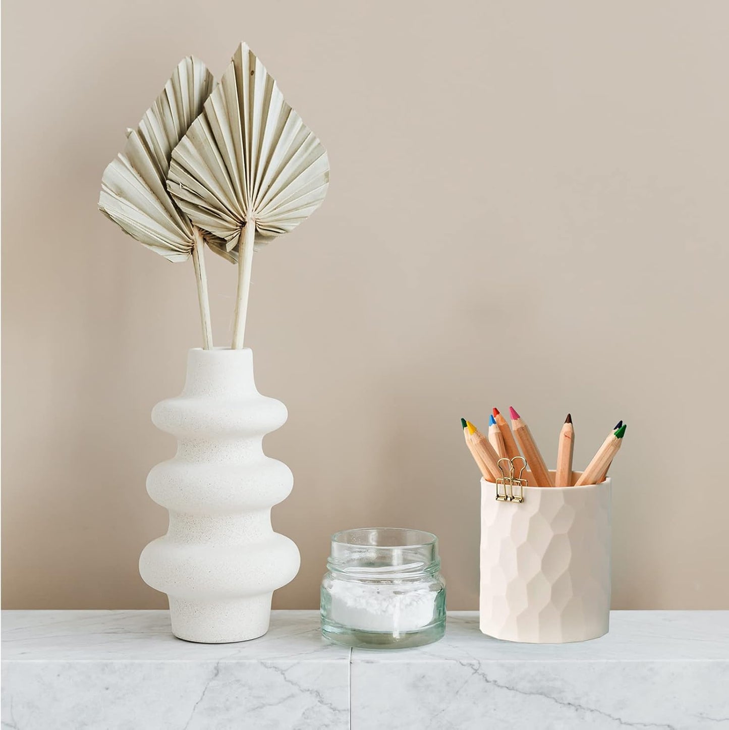 minimaliving Pen Holder,Nordic Style Silicone Waterproof Pencil Holder for Desk Simple&Modern Minimalist Makeup Organizer Multifunctional Office Supplies for Home,Kids and School(Beige)