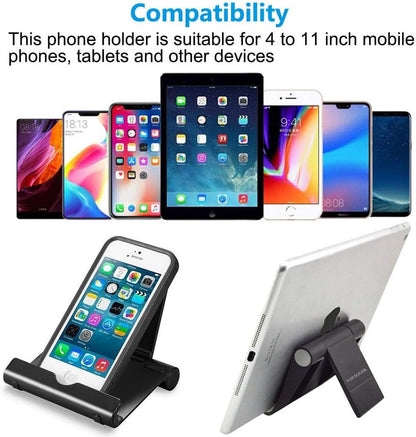 VOVIGGOL 4 Pack Cell Phone Stand for Desk, Foldable Cell Phone Holder Mobile Stand Phone Dock, Adjustable Tablet Stand Holder Compatible with iPhone 16 15 14 13 12 11 Pro iPad Samsung(4 Color)