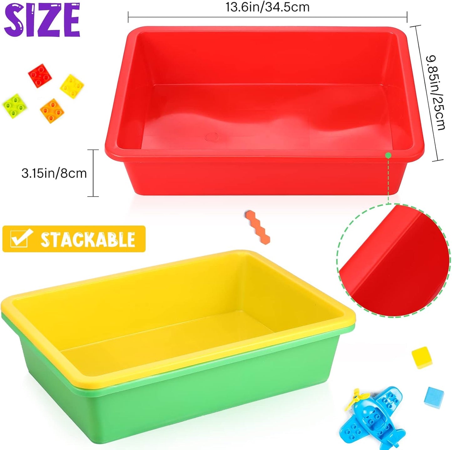 Hoteam 10 Pcs Flat Storage Organizer Tray Bin Paper Tray for Classroom Plastic Stackable File Organizer for School Office Teacher Book Organization(Clear,13.78 x 9.84 x 3.15 Inch)