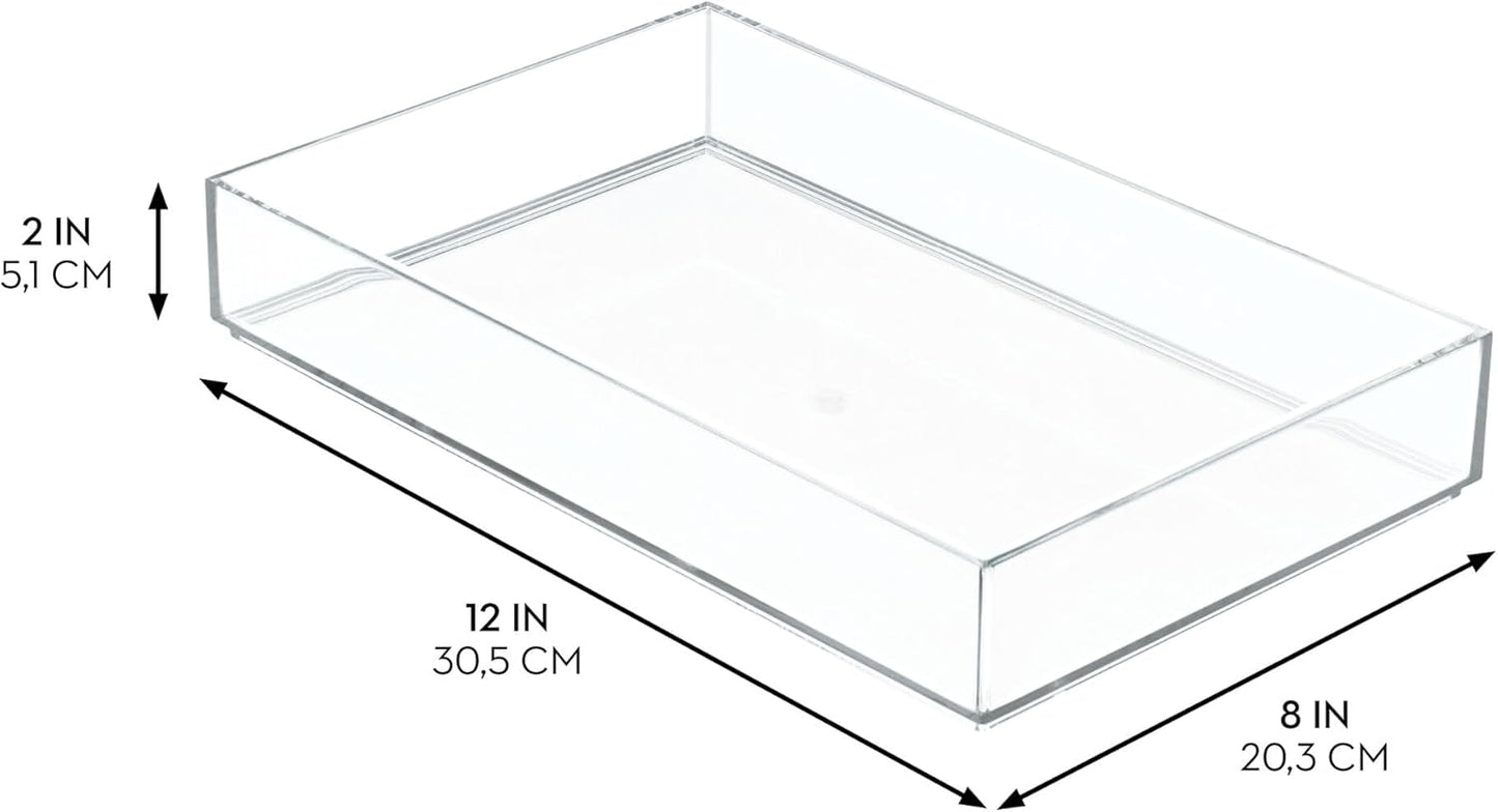 iDesign Makeup Drawer Organizer Tray for Vanity or Bathroom Countertop - Set of 2 - Clear