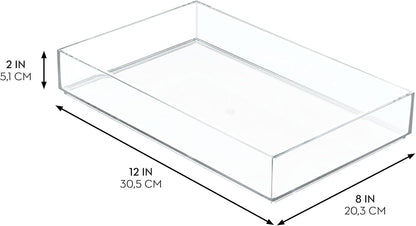 iDesign Makeup Drawer Organizer Tray for Vanity or Bathroom Countertop - Set of 2 - Clear
