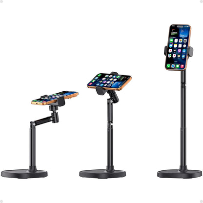 Adjustable Phone Stand for Desk, 360° Rotating Foldable Mobile Phone Holder, Sturdy Office Desk Accessories for All iPhone & Samsung Galaxy Models