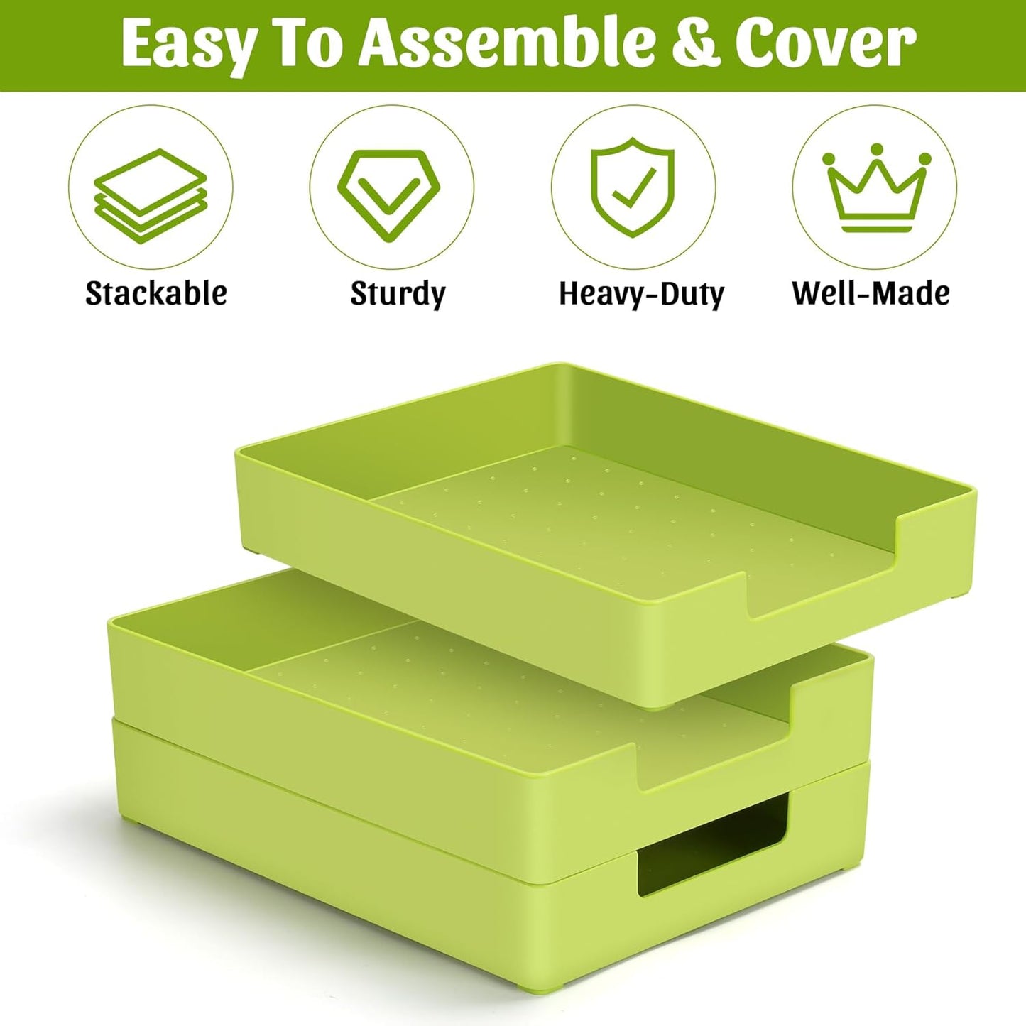 Letter-Size Tray Desk Letter Tray Paper Tray, Sturdy Heavy-Duty Plastic Printer Paper Tray, Single-Tier Stackable File Storage Organizer for Office Home (Clear)
