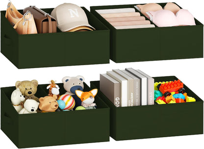 DIMJ Closet Storage Bins, 6 Pack Storage Baskets for Shelves, Foldable Closet Organizer with Handle, Linen Closet Organizers and Storage for Clothes, Toys, Towel, Books (Black)