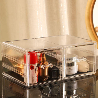 Cq acrylic 1 Pack Clear Stackable Storage Drawers for Vanity,Stackable 6 Drawers Desktop Organizer With Drawers,Cute Desk Storage for Office,Jewelry,Hair Clip,Beauty,Skincare and Make Up Organizers