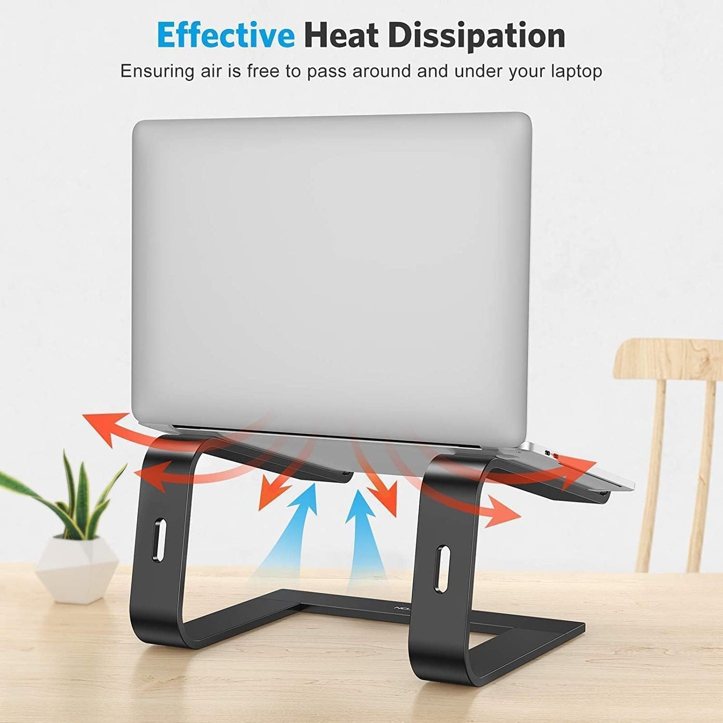OMOTON Laptop Stand, Detachable Laptop Mount, Aluminum Laptop Holder Stand for Desk, Compatible with MacBook Air/Pro, Dell, HP All Laptops (11-16 inch), Silver