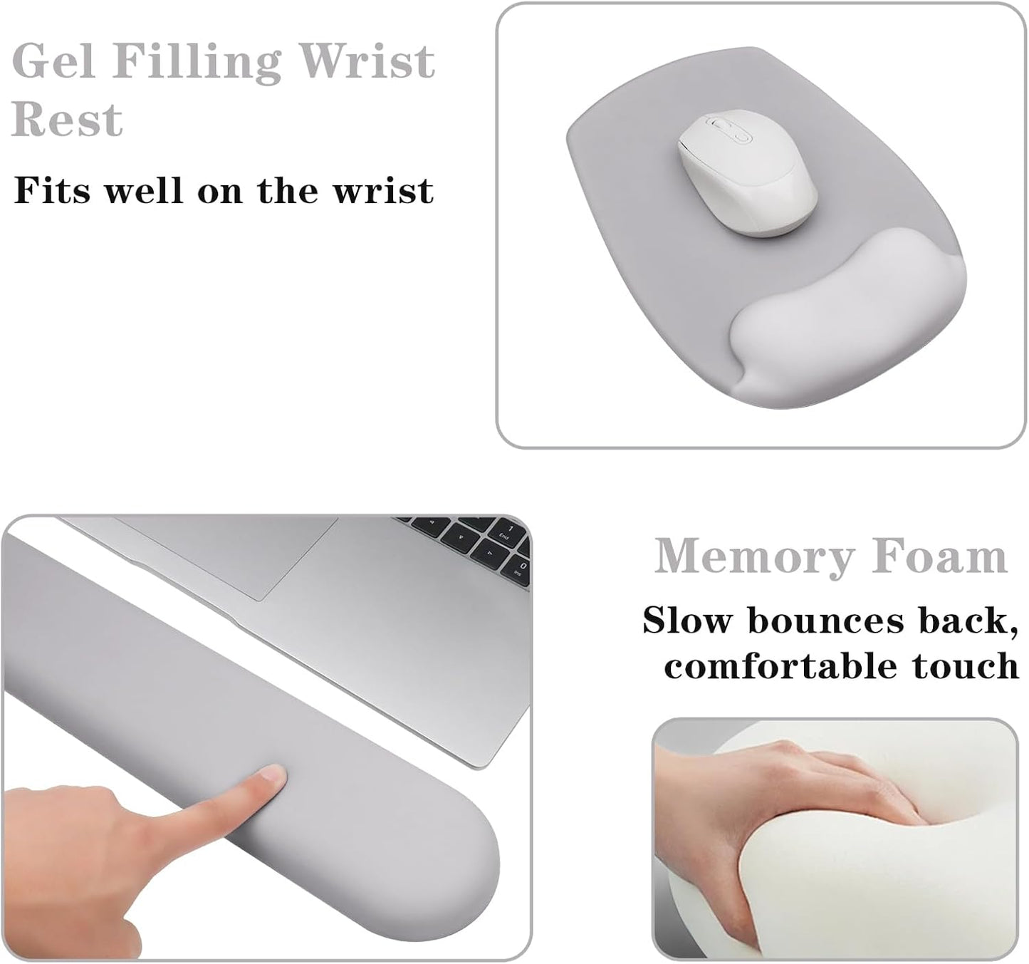 Wrist Rest for Keyboard and Mouse, Ergonomic Gel Computer Keyboard Wrist Rest with Memory Foam, Keyboard Wrist Support Pad for Long Hours of Work, Gaming, Studying-Relieve Wrist Pain