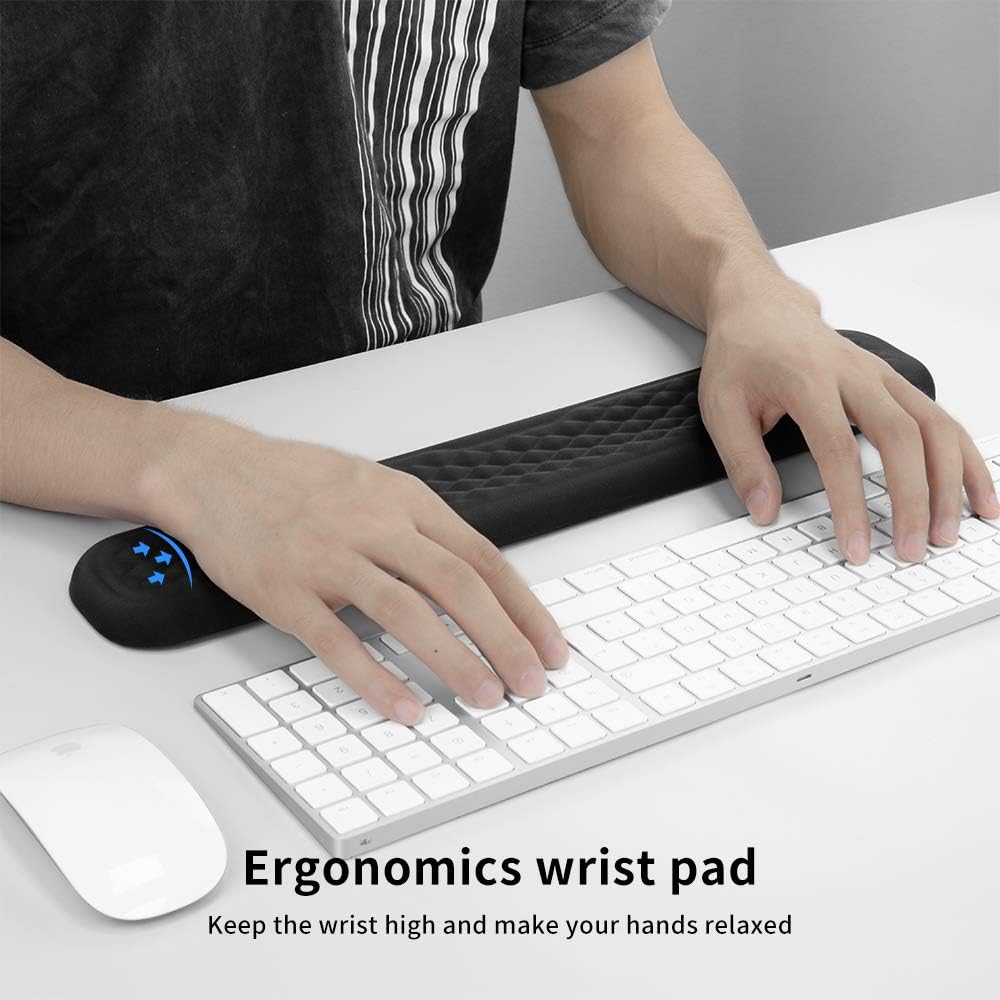 Vaydeer 60%-75% Keyboard Wrist Rest, Memory Foam Hand Rest Support Pad Padded for Office, Computer, Laptop, Mac Typing and Wrist Pain Relief and Repair(14.17inch,Black)