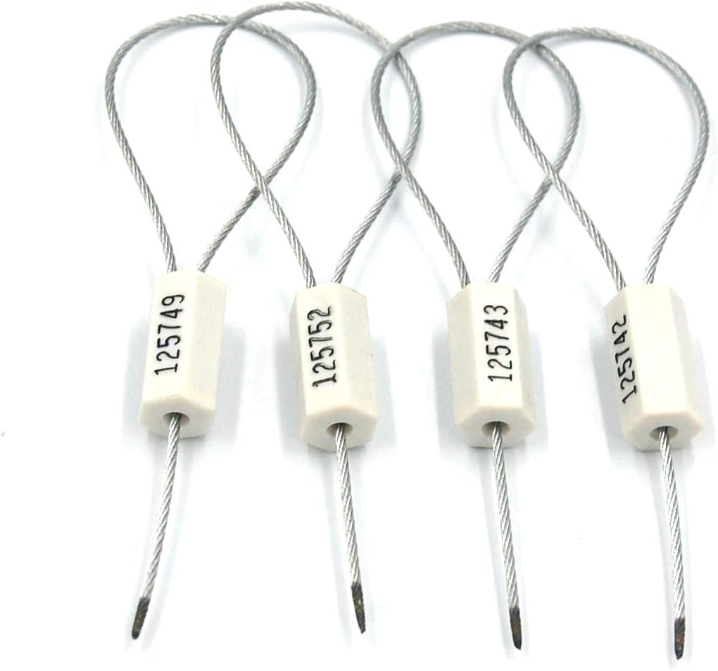 24" Steel Wire Cable Seals Tamper Resistant Security Tags Numbered Garden Marking Label Lock Strip Self-Locking Padlock Length 60 cm (Pack of 100pcs) (Yellow)