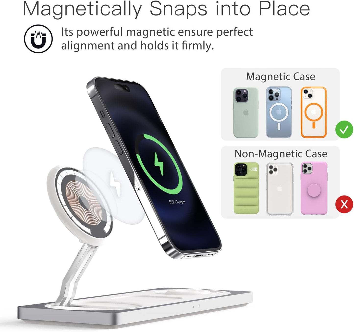 3-in-1 Charging Station for Apple Devices: Used for iPhone and Watch Charging Station with Magsafe Charger Stand, Wireless Charger for iPhone 17 Air 16 15 14 13 Series, Apple Watch Ultra, AirPods Pro