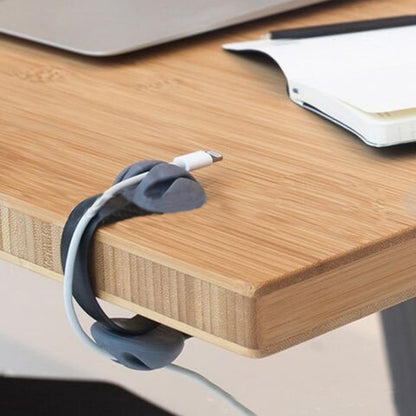 NewFerU Desk Cable Drop Clips Non-Adhesive, Table Cord Stay Holder Weighted, Small Wire Management Clamp Removable, Silicone Tidy Organizer Keeper for Phone Computer Chargers (1 Black + 1 White)