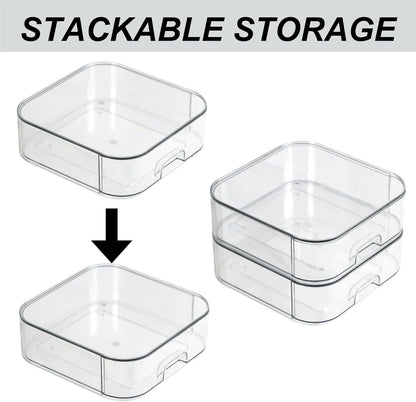 Set of 2 Stackable Storage Drawers - 6.7" Clear Plastic Drawer Storage, Acrylic Makeup Organizer, Desk Counter Cabinet Office Organizer, Bathroom Organizers and Storage (Modern/Set of 2)