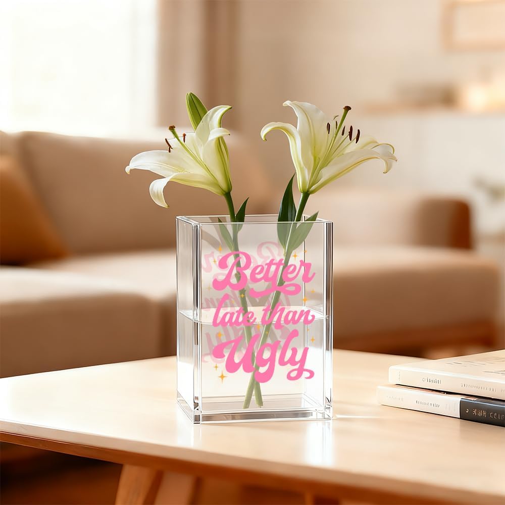 Just Breathe Acrylic Cosmetic Organizer Pen Holder, Anxiety Relaxing Acrylic Desk Holder Cup for Pen Pencil, Dandelion Desk Organizer, Mental Health Office Gifts for Coworker Leader Friend