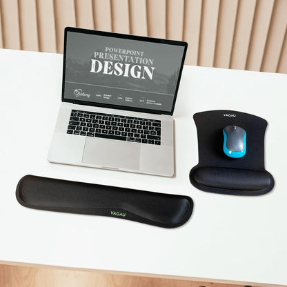 Comfy Mee Premium Memory Foam Keyboard and Mouse Wrist Rest Pads Set- for Comfortable Typing &Wrist Pain Relief (Pack of 2)