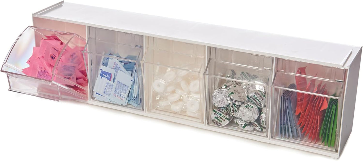 Deflecto Interlocking Tilt Bin, 9 Bin Unit, Clear and White, 23-5/8” x 3-5/16” x 2-5/8” (20903OP)