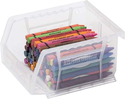 Akro-Mils 30210 AkroBins Plastic Storage Bins, Space-Saving Stackable Bins for Garage, Pantry, Craft Organization, 5" x 4" x 3", Stone, 6-Pack