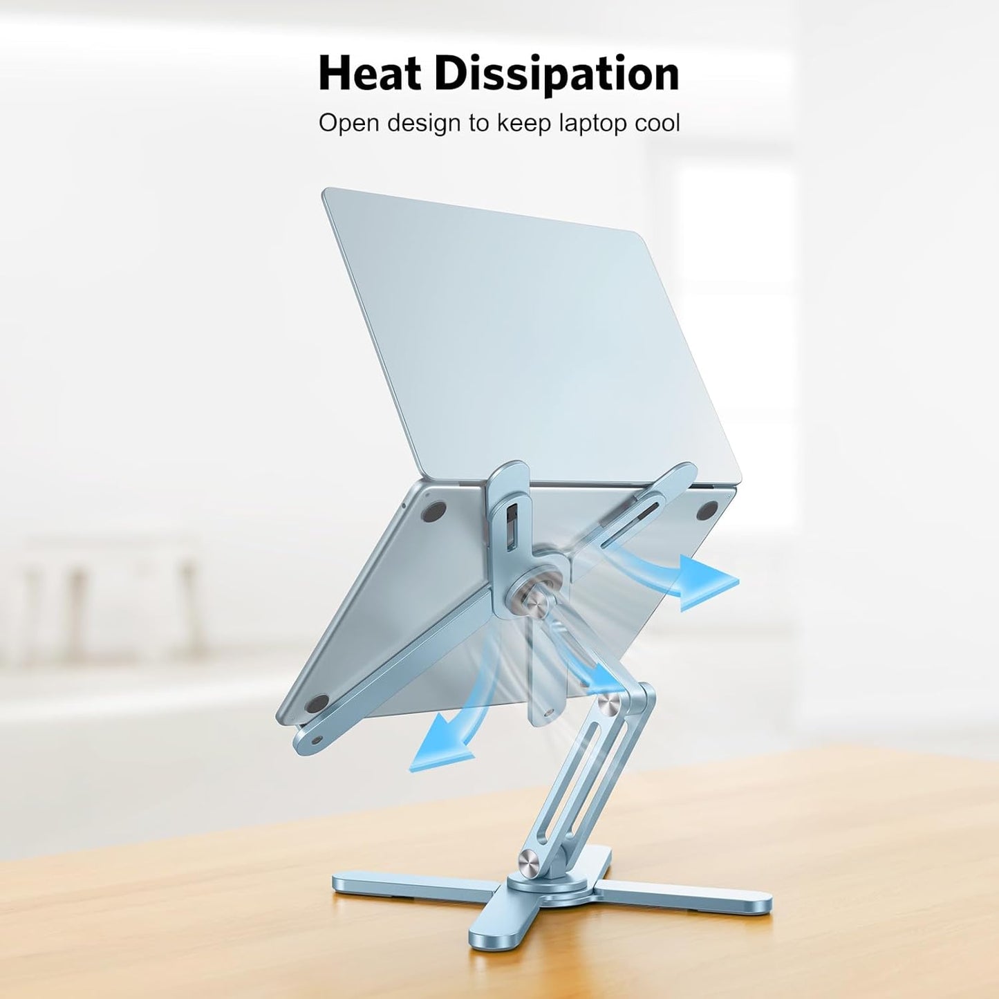 OMOTON LA10 360° Rotating Laptop Stand Riser for Desk, Ergonomic Foldable Computer Stand Adjustable Height Angles for Collaborative Work, Easy Storage Fit Macbooks,All Laptops up to 16 inches, Silver