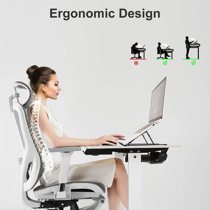 Ergonomic and Foldable Laptop Stand for Desk, Adjustable Riser, Fits All Laptops and Notebooks up to 17,Ultra-Thin,Ventilated Cooling,ABS+Silicone,Silver.