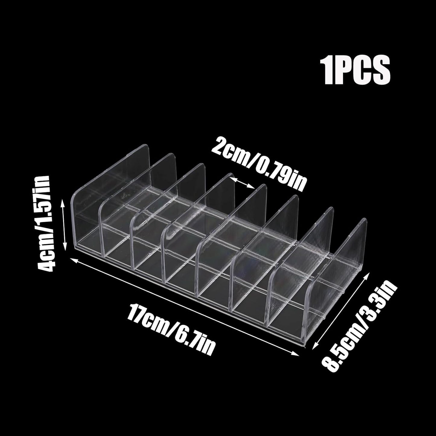 2 Pack Acrylic Money Organizer Cash Tray, 7 Section Eyeshadow Makeup Palette Organizer, Clear Desk Cash Tray for Paper Envelope, Bill, Document