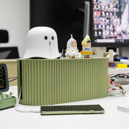 Cable Management Box,Desk Cord Organizer Box with Groove Cover,Plastic Cord Hider Box,Large Cable Box Organizer for Storaging Power Socket/TV/Computer/Router/Games Console Cable (Milk Tea)