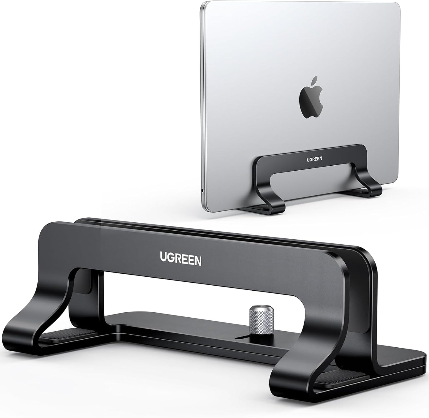 UGREEN Vertical Laptop Stand Holder for Desk Compatible with MacBook Pro, MacBook Air Stand Vertical Aluminum Adjustable for Up to 17.3 Inch Gaming Laptop, Gray