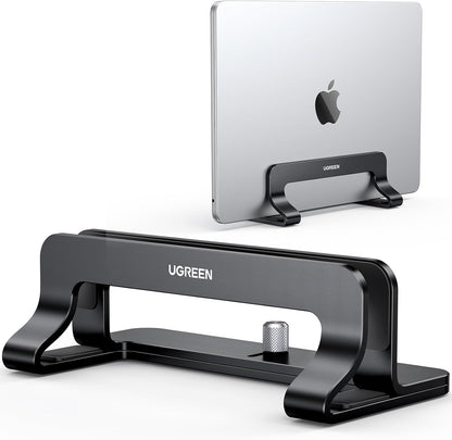 UGREEN Vertical Laptop Stand Holder for Desk Compatible with MacBook Pro, MacBook Air Stand Vertical Aluminum Adjustable for Up to 17.3 Inch Gaming Laptop, Gray