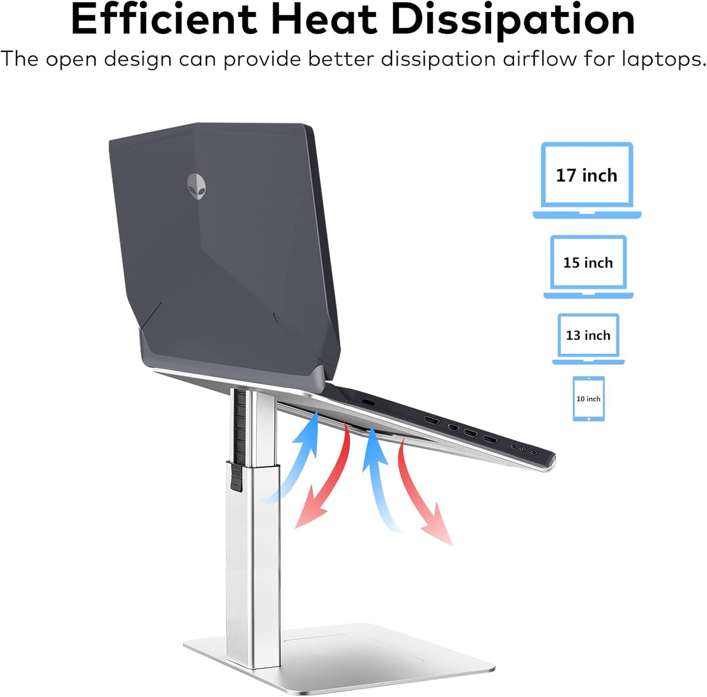 Laptop Stand for Desk, Ergonomic Aluminum Laptop Stand Adjustable Height from 7-15", Sitting and Standing Laptop Riser for 10-17" Notebook