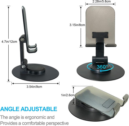 POQOD 2 Pack Cell Phone Stand, Foldable Phone Holder for Desk Compatible with Phone 15 14 13 12 11 Pro Xs Xs Max Xr X 8, Nintendo Switch, All Phones, Black & White