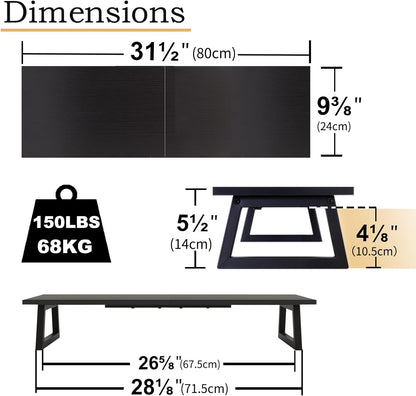 TEAMIX 31.5 inch Dual Monitor Riser for 2 Monitors, Long Monitor Stand Riser TV Stand Riser Monitor Stand for Desk Wood & Steel Desktop Riser Desk Organization Home Office